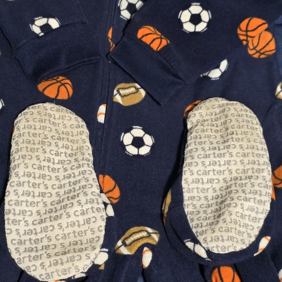Carter's Toddler 4T Boy/Girl Sports Theme Fleece Footed Pajamas - Picture 7 of 9